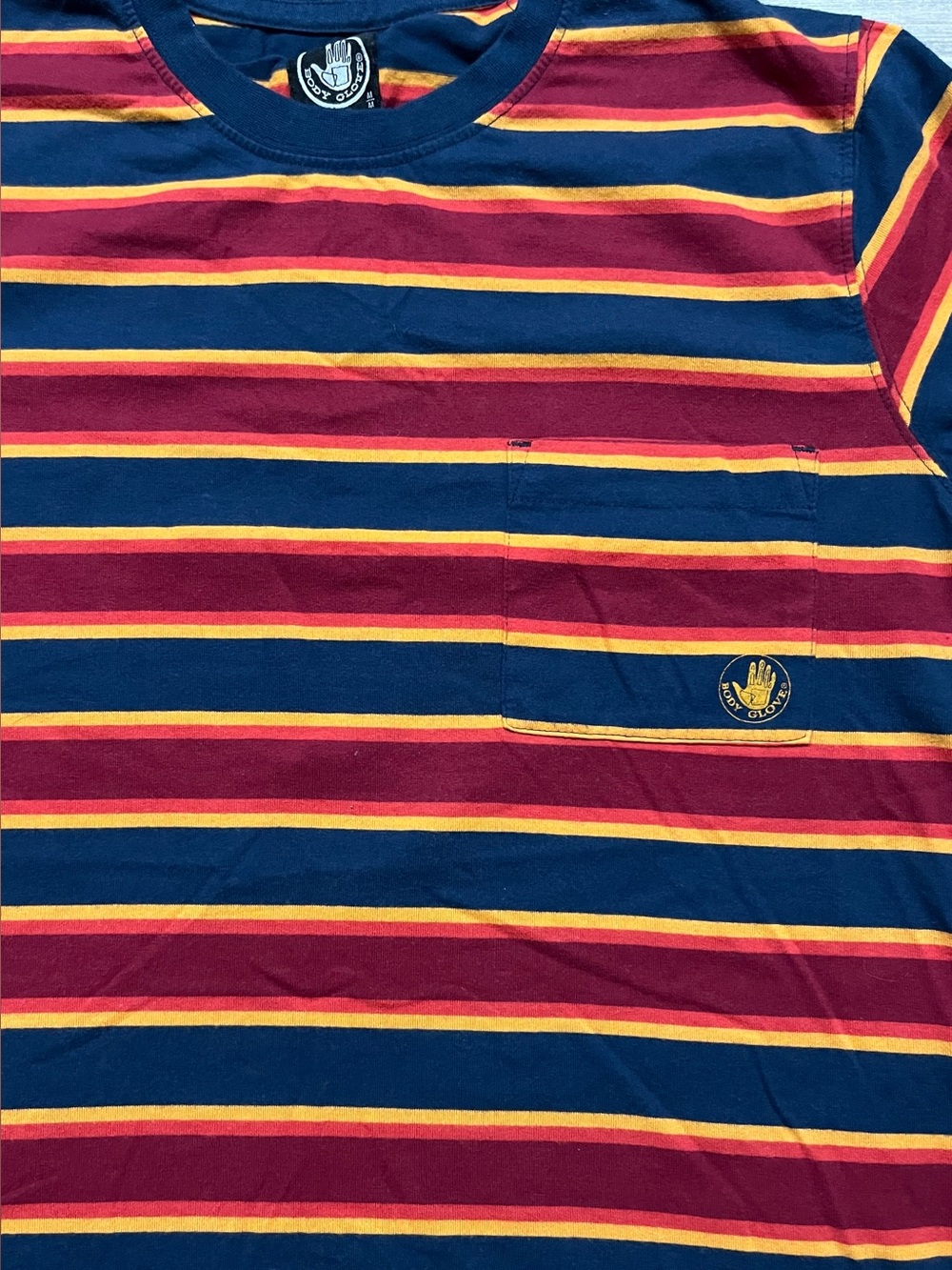 Body Glove Tee w/ Red Orange, Yellow, Stripes - Men's/Unisex - Medium - Picture 3 of 11